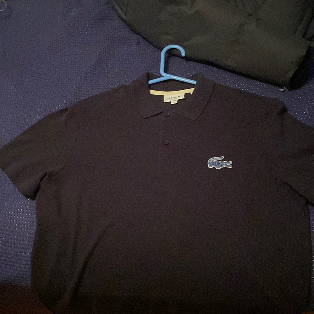 Lacoste DARK BLUE polo shirt with light blue big alligator